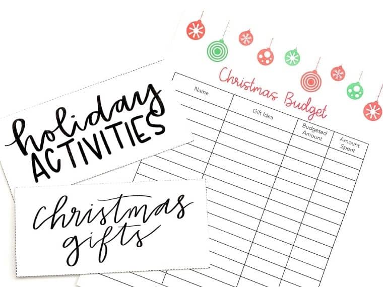 Christmas budget and cash envelopes