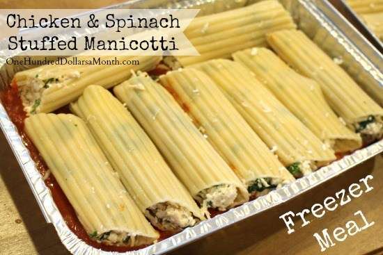 Chicken and Spinach Stuffed Manicotti