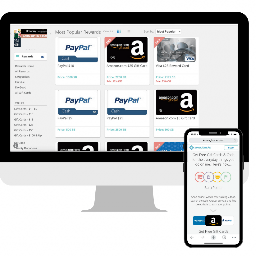 Swagbucks on computer and phone