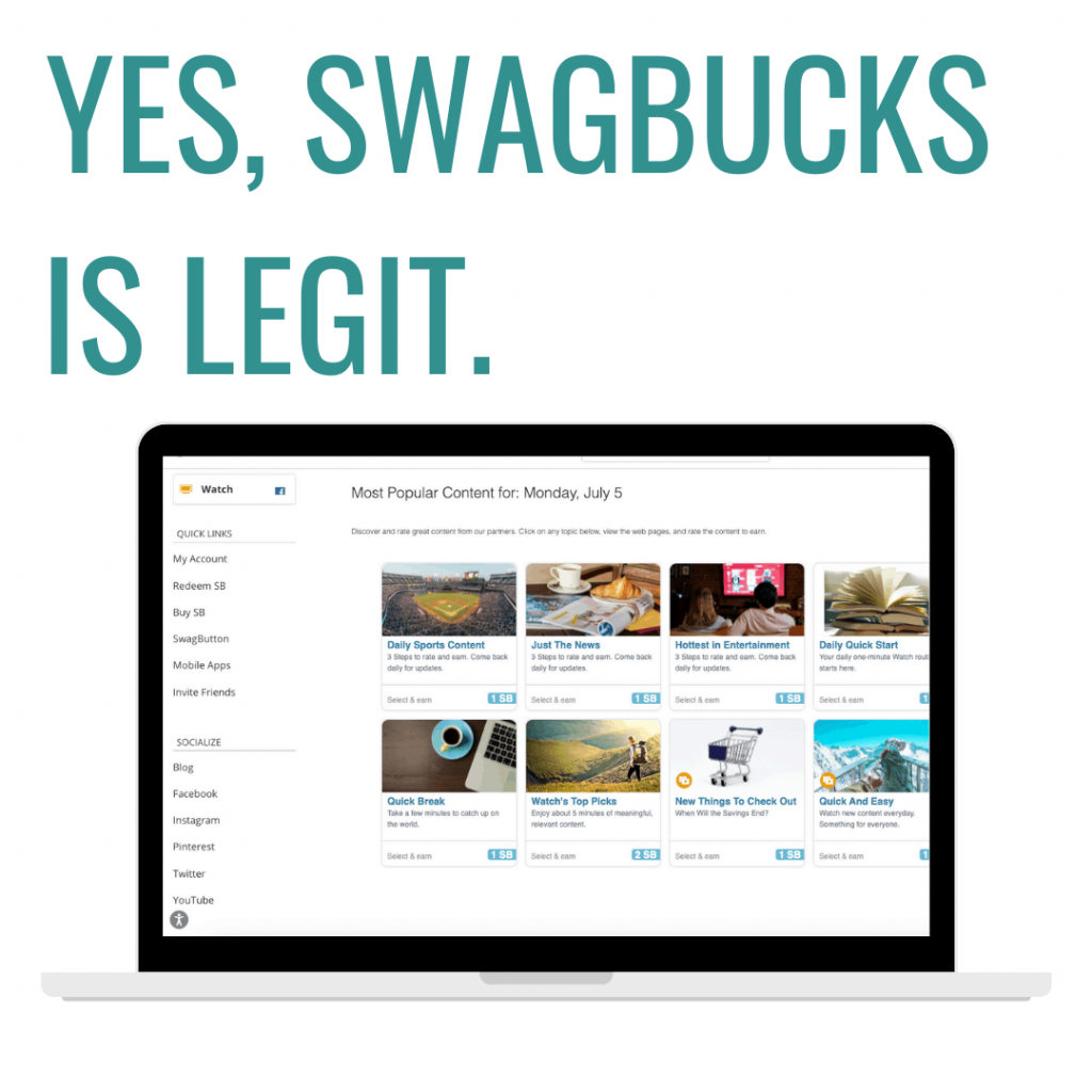 Swagbucks on computer