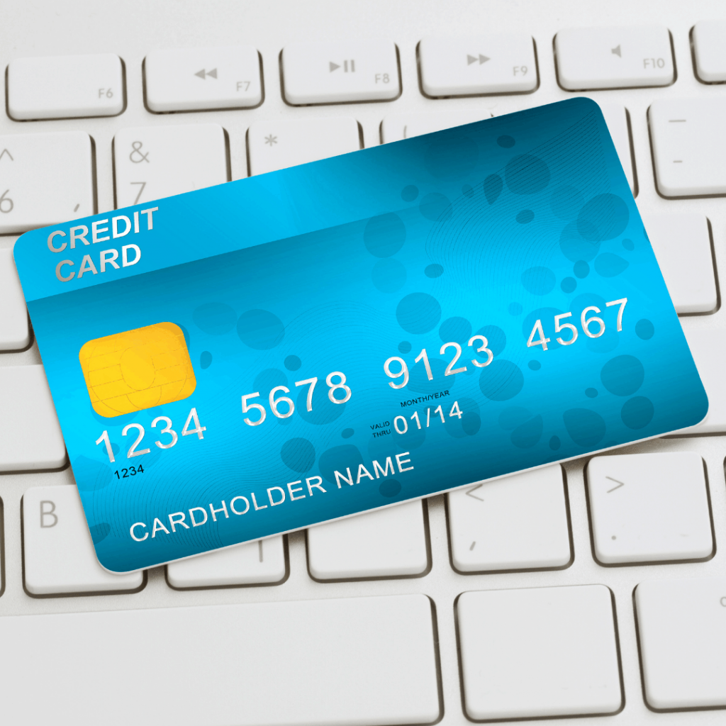 A credit card on a keyboard