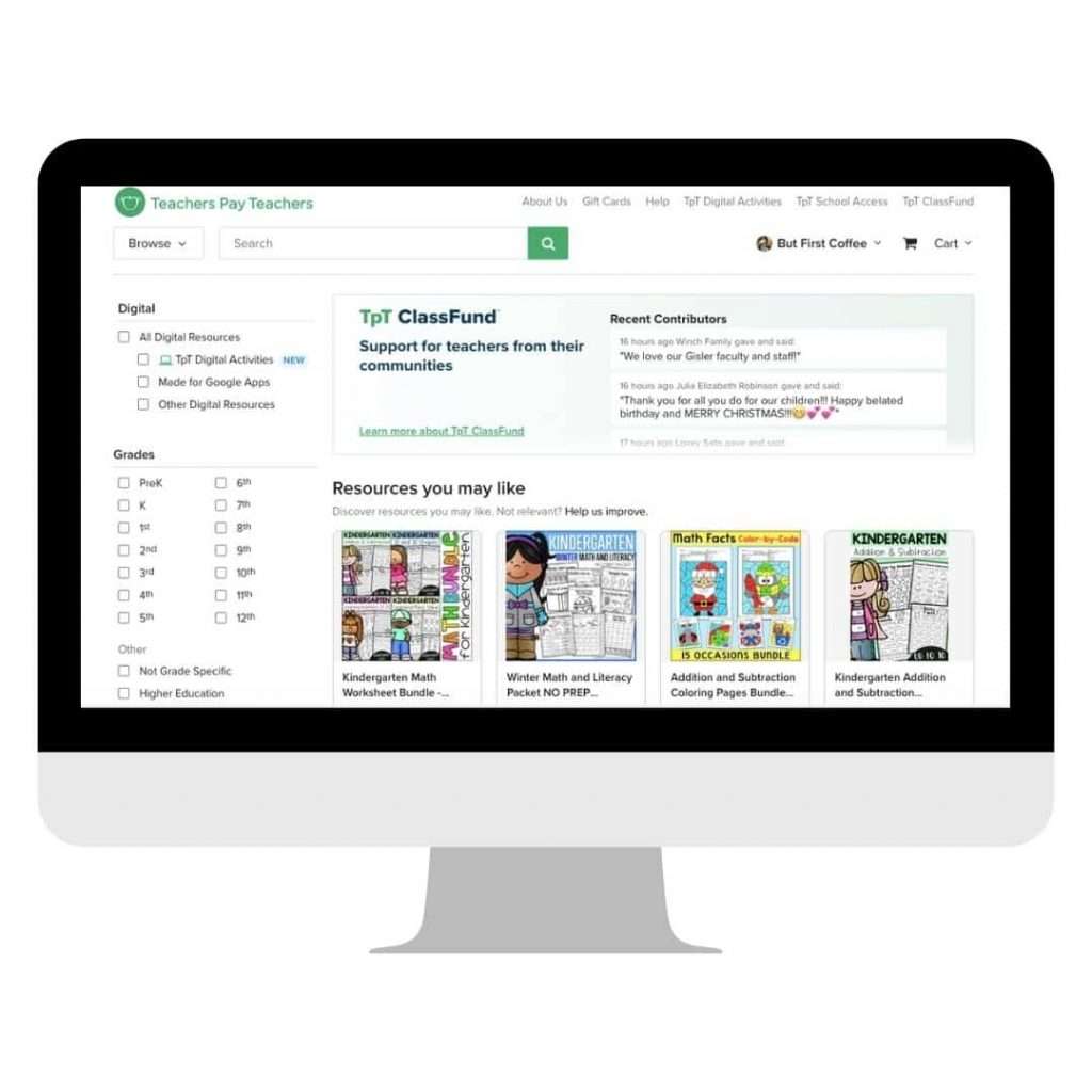 teachers pay teachers on computer