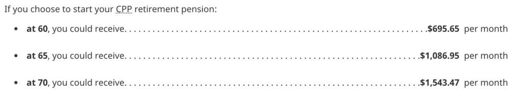 CPP benefit estimates