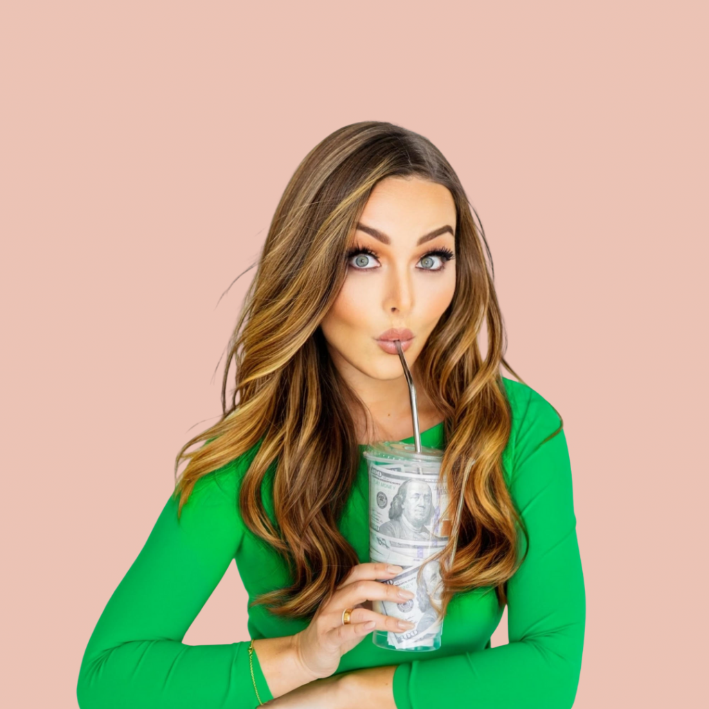 Woman drinking out of a tumbler cup