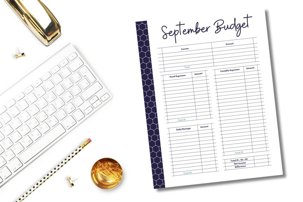 September Budget Page