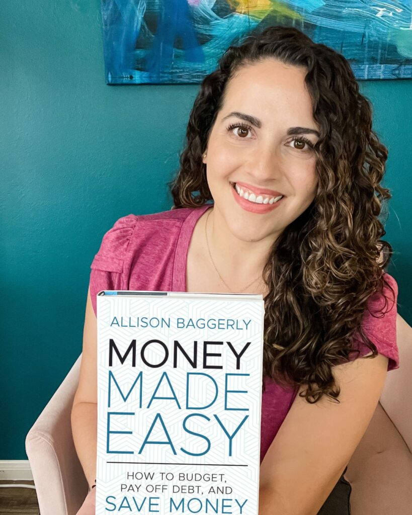 Allison Baggerly holding Money Made Easy book